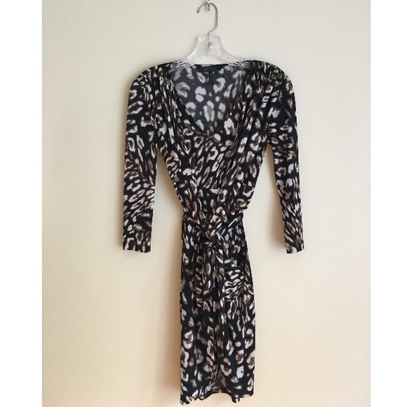 BCBG Animal Print Jersey Knit Wrap Dress XXS - Picture 1 of 5